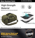 Miramrax Travel Duffle Bag Backpack for Men - Large Tactical Bags Weekender Gym Bag for Overnight Traveling Military Workout Deployment Sports (Green, 45L)