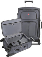 SwissGear Sion Softside Expandable Luggage with Spinner Wheels, Dark Grey, 2-Piece Set (21/25)