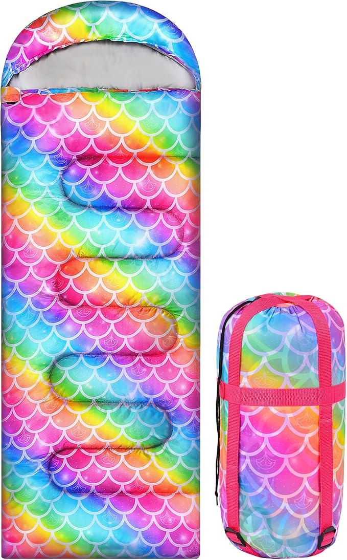 Camping Sleeping Bag for Kids Girls Boys,3 Season Warm Sleeping Bag Waterproof Portable for Outdoors Traveling,Camping