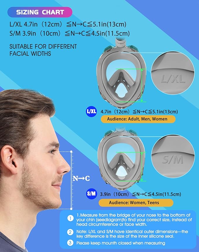 Greatever G2 Full Face Snorkel Mask with Latest Dry Top System,Foldable 180 Degree Panoramic View Snorkeling Mask with Camera Mount,Safe Breathing,Anti-Leak&Anti-Fog