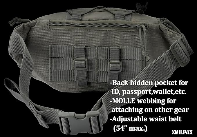 Tactical Waist Bag Utility Fanny Pack Small Hip Belt Bag Crossbody Sling Pack for Outdoor Every Day Carry, Hiking, Camping, Travel