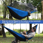 Camping Hammock with Net,Travel Portable Lightweight Hammocks with Tree Straps and Solid D-Shape Carabiners,Parachute Nylon Hammock for Outsides Backpacking Beach Backyard Patio Hiking