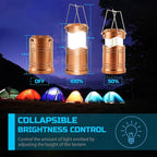 Lichamp LED Camping Lantern, 4 Pack Battery Powered Flashlight for Power Outages, Portable Collapsible Hanging Light Essential for Home, Outdoor, Emergency Lamp Survival Kit Gear for Hurricane, Gold