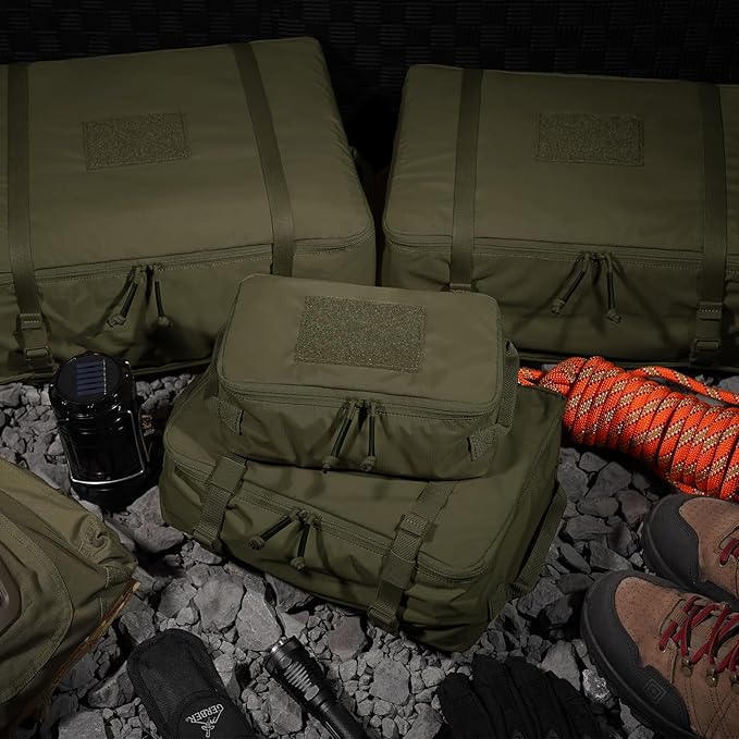 PETAC GEAR 4 PCS Tactical Modular Packing Cubes with Waterproof Material, Large Capacity Storage Bag, Easy Clean Outdoor Travel Organize Storage Pouches Bags (RG)