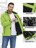 TACVASEN Men's Rain Jacket Lightweight Windbreaker with Hooded Water Resistant Outdoor Raincoat for Hiking Travel Camping