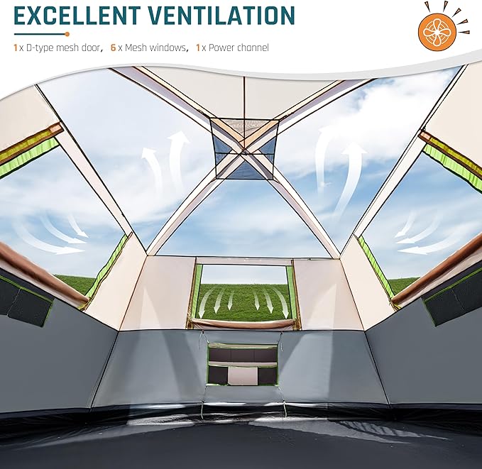 Tents for Camping 6/8/10 Person Camping Tent with Screen Porch, Weatherproof Large Cabin Tent with Rainfly and Carry Bag, Family Tent for Outdoor Camping and Backyard