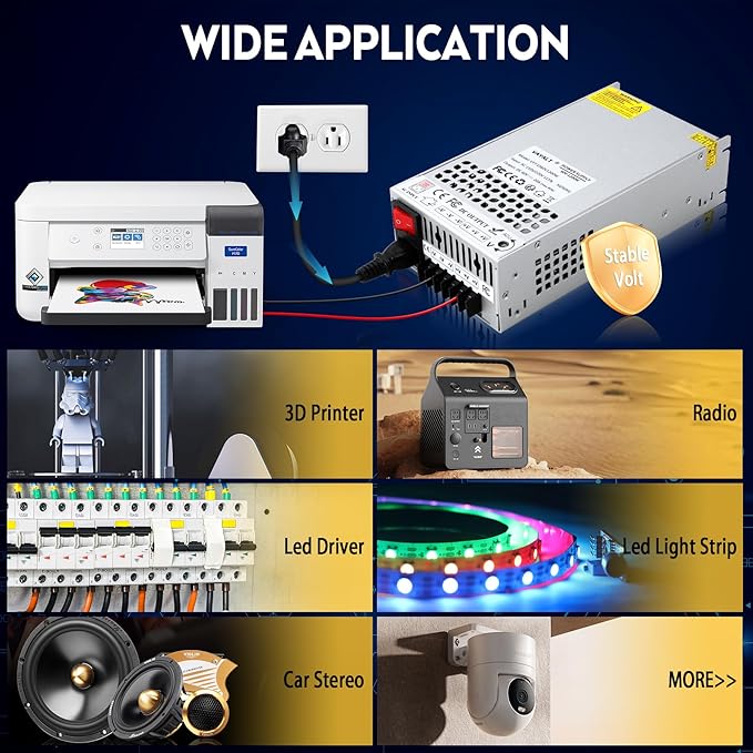 VAYALT 60V 20A 1200W DC Switching Power Supply, Universal Regulated Switching AC 110V/220V to DC 60V Transformer, 60V Power Supply for Industrial, CCTV, Computer Project, 3D Printer, LED Strip Light