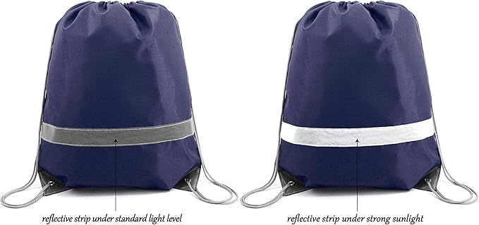 BeeGreen 30 Pieces Navy Blue Drawstring Backpacks Bulk, Reflective Gym String Bags DIY for Team Sports