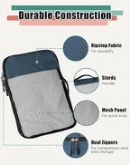 WTREE 4-Piece Packing Cubes Travel Accessories Set for Suitcases - Luggage Organizer Bags with Double Zipper - Mesh Top - Medium - Dark Blue