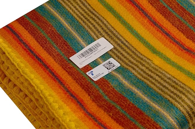 QISU Alpaca Wool Blanket Throw | Large, Beautiful, Warm, Variegated | 85 x 65 inches | Ultra-Soft, Hypoallergenic and Breathable | Non-Itchy or Scratchy Fabric (Yellow Variegated)