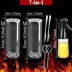 Rolling Grilling Baskets for Outdoor Grill Bbq Net Tube Large Roatating Circular Vegie Baskeys for Charcoal Flat Top Cooking Basket Gadgets for Grillbaskets Griller Gift for Men from Wife Girlfriend