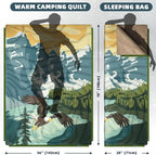 Outdoor Camping Blanket with Sherpa Lining, Extra Warm Thick Camp Blankets and Puffy Ultralight Soft Poncho DWR Camping Quilt for Cold Weather, Adventure, Sleeping, Backpacking 78"x 56"