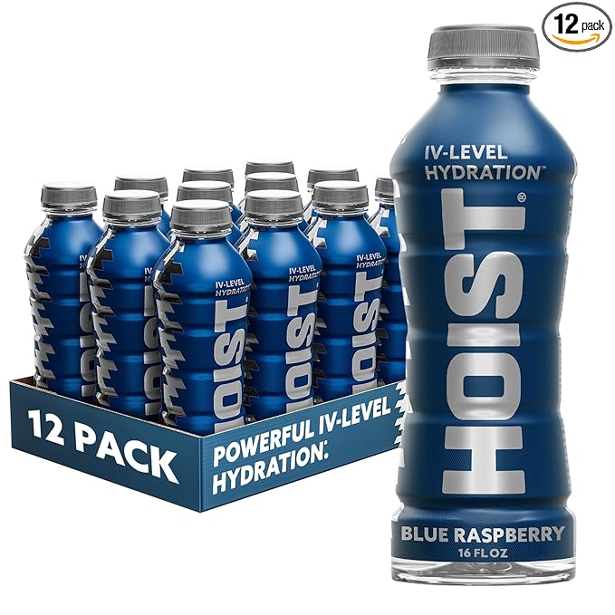 HOIST Premium Military Hydration Electrolyte Drink, Powerful IV-Level Hydration, Clinically Proven Performance Drink, Blue Raspberry, 16 Fl Oz (Pack of 12)
