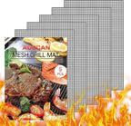 AOOCAN Grill mesh mat - Set of 5 Non Stick BBQ Grill mats, Heavy Duty, Reusable Grilling mats, Easy to Clean - Works on Gas, Charcoal, Pellet Grill - 15.75 x 13 in, Black