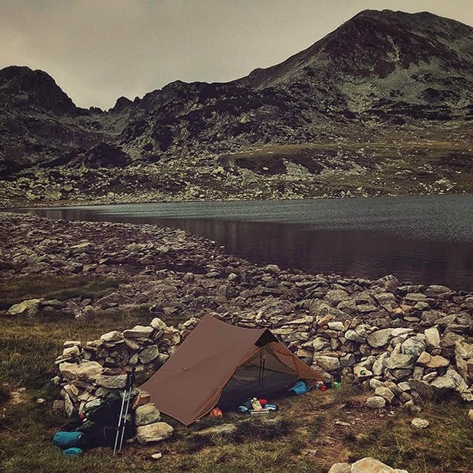 Lanshan 2 Person Tent Hiking Ultralight Camping Tent Professional 15D Silnylon Rodless Trekking Pole Tent Waterproof Backpacking Outdoor for Camping, Bivvy