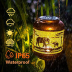 Elephant Solar Lanterns Outdoor Waterproof Hanging Solar Lights Elephant Gifts for Women/Men/Elephant Lovers Gifts Metal Decorative LED Elephant Lanterns for Garden Decor,Patio,Lawn,Pathway,Yard