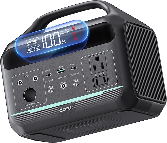 Portable Power Station, 192Wh LiFePO4 Battery Backup w/ 2 300W (Surge 600W) AC Outlets, PD60W Fast Charging Outlet, Solar Generator for Outdoors Camping Travelling and Emergencies