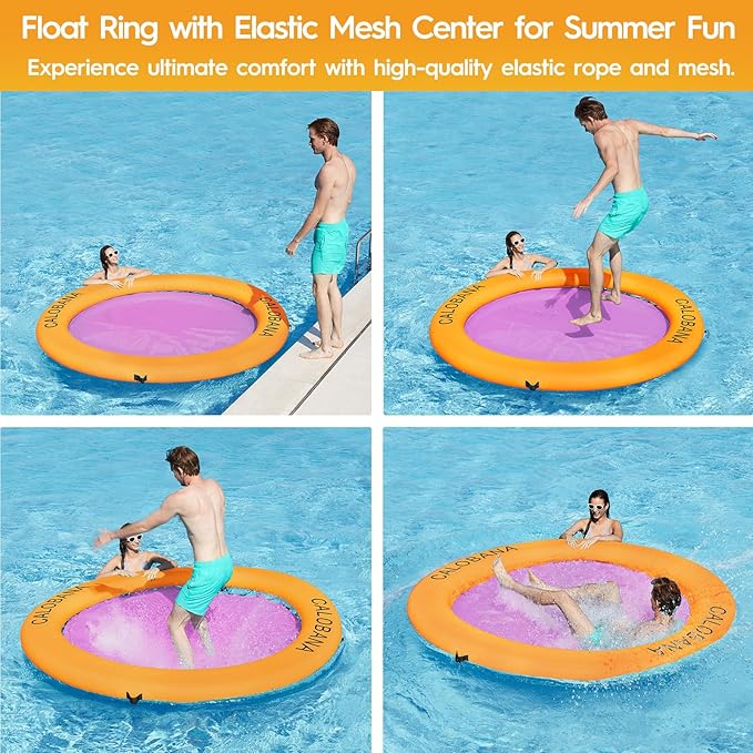 Round Floating Ring Inflatable Water Hammock Heavy Duty River Floats Lake Raft for Adults Tanning Pool Lounger Float Island Platform Pad Mat for Party
