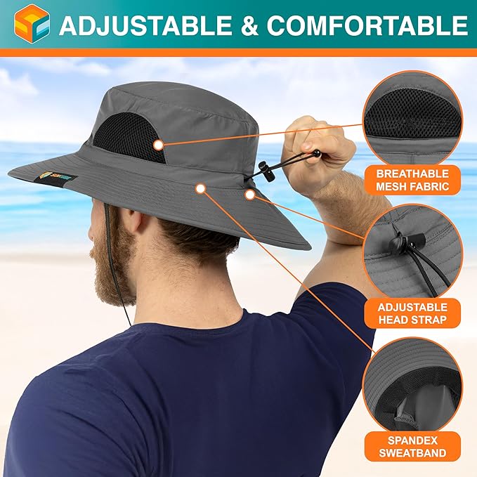 SUN CUBE Wide Brim Sun Hat Men Women, Fishing Hats Sun UV Protection, Mens Hiking Bucket Hat Safari Beach Boonie, UPF 50+