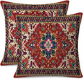 Outdoor Waterproof Throw Pillow Covers Set of 2 Tribal Abstract Colorful Floral Carpet Pattern Decorative Farmhouse Pillow Covers for Couch Sofa Patio Furniture