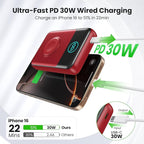 Magnetic Portable Charger for iPhone, 3-in-1 10800mAh Qi2 15W Wireless Power Bank with iWatch Charger,30W PD Fast Charging USB-C LCD Display Battery Pack for Magsafe,iPhone 16/15/14/13/12, Apple Watch