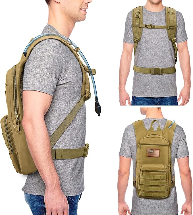 NOOLA 3L Hydration Backpack, Water Backpack with TPU Water Bladder, Tactical Hydration Pack for Men Women, Molle Water Backpack for Hiking, Biking, and Hunting
