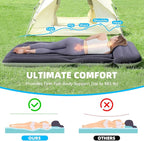 KMZ SUV Air Mattress with 2 Pillows – Thickened and Flocked Car Bed – Portable Travel Pad for Camping & Road Trips – Quick Inflate & Deflate with External Pump – Blue-Black and Cool Gray