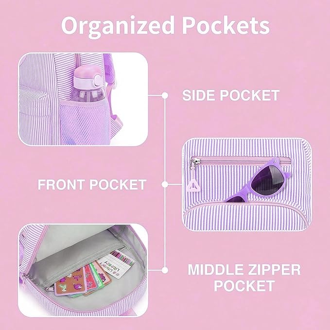 Mini Toddler Backpack for Girls 2-4, Cute Personalized Preschool Kindergarten Backpack for Kids Birthday Gifts (Purple M)
