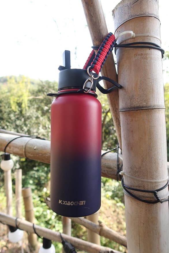 KXIAOCHEN Insulated Water Bottle, Stainless Steel Water Bottle, 2 Lids (Straw and Handle Lid),Wide Mouth Metal Water Bottles Keep Hot and Cold, Double Walled, Thermo Mug, Metal Canteen