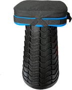 Portable Collapsible Stool Set - Heavy Duty Square Foldable Stool + Thick Seat Cushion - 550lbs Load Capacity for Camping Travel Picnic Gardening (Blue/Black)