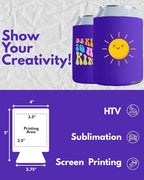 PartyPrints 1000 Pack Purple Blank Can Cooler Sleeves, Customizable Bulk Can Coolers, Extra-Thick Collapsible Drink Insulator Sleeve, Beer Can Coolers for Party Beverages