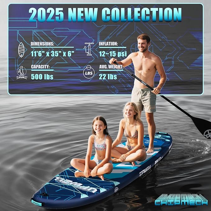 UPWELL 11'6"×35" Extra Wide Inflatable Paddle Board, Stand Up Paddle Board for Youth & Adults, Stable Design, Premium SUP Accessories, 120L Backpack, 10L Dry Bag, Paddle, Leash, Hand Pump, US Fins