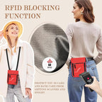 Passport Holder for Travel, Neck Pouch Travel Wallet With RFID Blocking, Waterproof Lightweight Passport Wallet for Women and Men (Red)