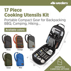 Camp Kitchen Cooking Utensil Set Travel Organizer Grill Accessories Portable Compact Gear for Backpacking BBQ Camping Hiking Travel Cookware Kit Water Resistant Case