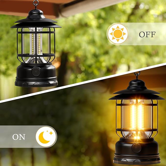 Retor LED Camping Lanterns Black 3 Pack 1500 LM Step-Less Dimming, Lightweight Battery Powered USB Rechargeable Flashlight Survival Kits Indoor Outdoor Home Camping Emergency Outages Hiking Light