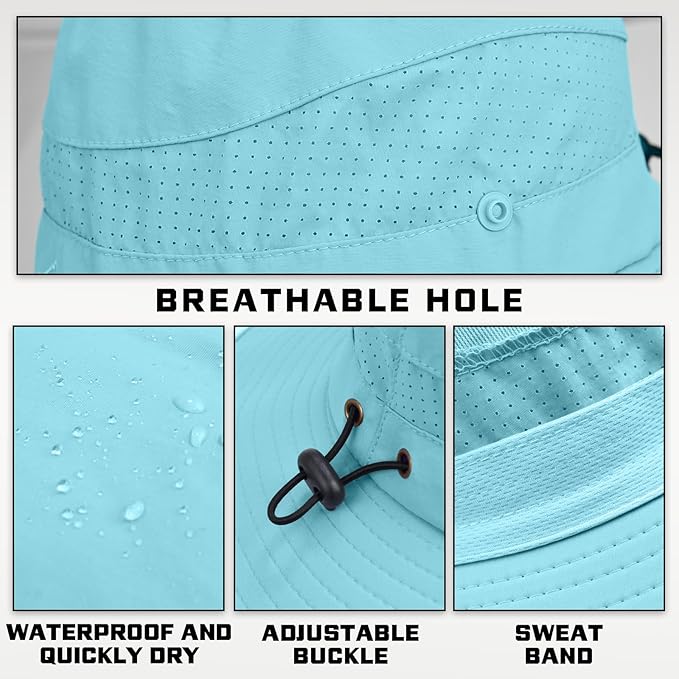 Sun Hats for Men Women, UPF50+ Protection Safari Hat,Wide Brim Fishing Hat with Neck Flap,Bucket Hats for Beach Hiking