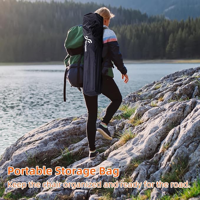 Sportneer Folding Camping Chair: 3 Adjustable Angle Camping Chair with Backrest Headrest & Carry Bag - Portable Folding Chair for Camping Outdoor, 1 Pack