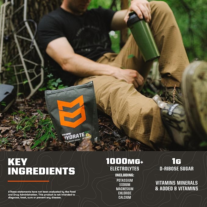 MTN OPS Hydrate Electrolytes Powder Drink Mix, Naturally Sweetened with Monk Fruit, Gluten Free 20 Single Serving On-The-Go Electrolyte Packs, Citrus Italian Ice