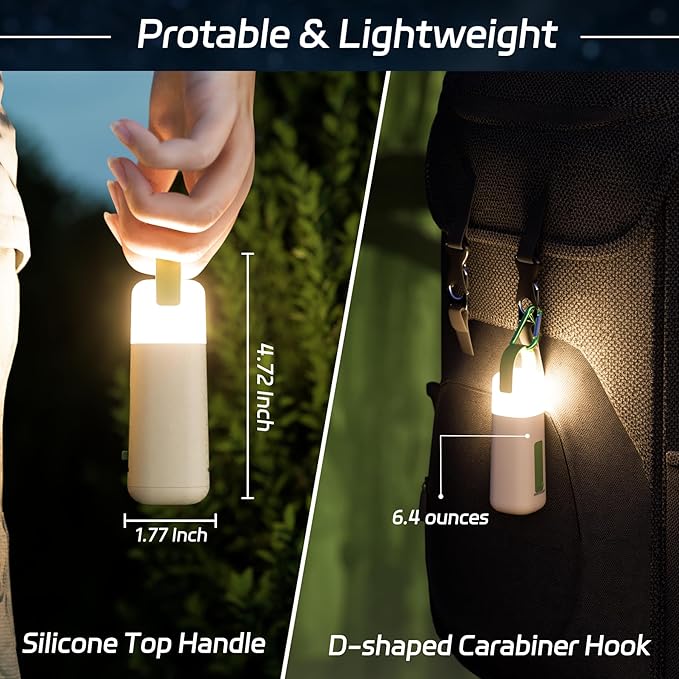 Camping Lantern, 350 Hours Running Time Rechargeable Lantern, 3200mAh Lantern Flashlight with 4 Modes, Waterproof Tent Light for Hiking, Emergency, Power Outages (Green 1PK)