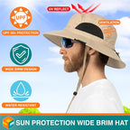 SUN CUBE Wide Brim Sun Hat Men Women, Fishing Hats Sun UV Protection, Mens Hiking Bucket Hat Safari Beach Boonie, UPF 50+
