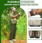 Mosquito Suit, Bug Net Pants & Jacket with Hood, Full Body Bug Suit for Gardening & Outdoor Protection from Bugs, Flies, Gnats, No-See-Ums & Midges, Mosquito Clothing for Women & Men, XL Size