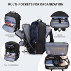 WITZMAN Carry On Travel Backpack for Men Large Convertible 45L Fit 17 Inch Laptop Backpack 3 in 1 Bag for Airline Approved(B688 Black)