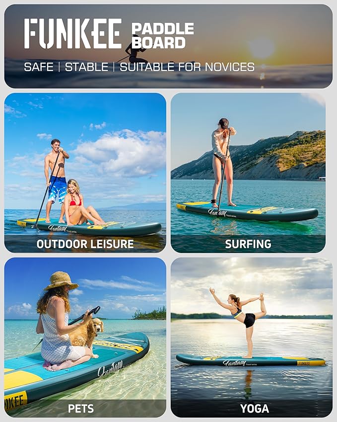 11’×34"×6" Extra Wide Inflatable Stand Up Paddle Board, Sup Board with Removable Fins, Backpack, Floating Paddle, Safety Leash, Floating Phone Case for Adults & Youth of All Skill Levels