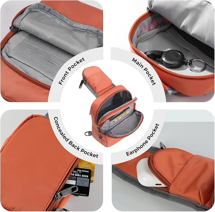 VADOO Sling Bag, Crossbody Bag with Zipper Lock, RFID Blocking & Water Resistant for Men and Women