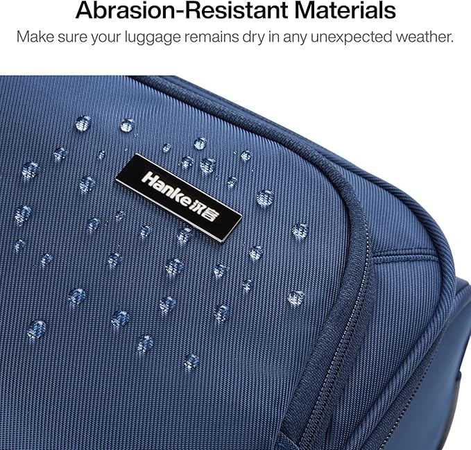 Hanke 3 Piece luggage Sets Softside Expandable luggage with Spinner Wheels TSA Lock,Travel Lightweight Luggage Sets,Blue