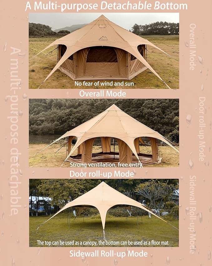 Cotton Canvas Tent Bell - Yurts Breathable and Windproof,Glamping for 6/8/10Person Family Camping