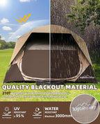 4 Person Blackout Camping Tent, Easy Setup Waterproof Family Dome Tent for Camping with Rainfly, Portable Double Layer Large Family Tent for Outdoor Camping&Hiking