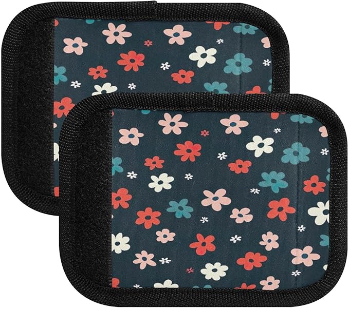 Qilmy Fresh Style Floral Fragments Luggage Handle Wrap 4Pack Luggage Identifiers Tag Comfort Handle Grips Cover for Stroller Suitcase Bag Airplane Travel Accessories1578