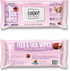 Shoo! Flea & Tick Wipes for Dogs | Convenient, Easy On-The-Go Protection | Plant Based, Natural Oils, Chemical Free | Repels & Prevents | 50 XL Wipes | (Floral Bliss)