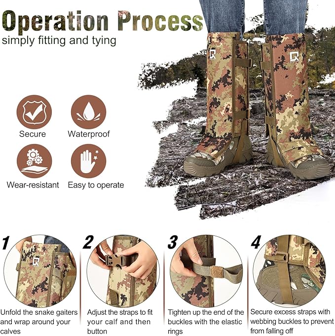 Snake Guards Snake Bite Protection for Lower Legs Snake Gaiters Leggings Fit for Men & Women Waterproof Snake Guards for Legs Snake Bite Protection for Hunting Hiking Thorns Branches Hard Rocks